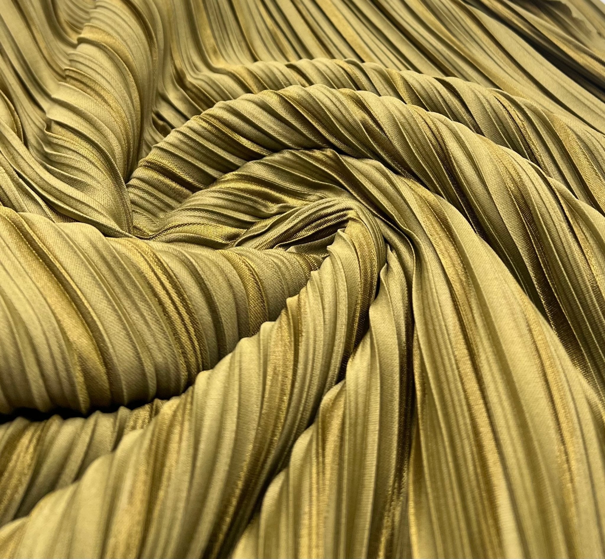 Khaki Stripe Spot Plisse Pleated Stretch Fabric - T9 Fabrics